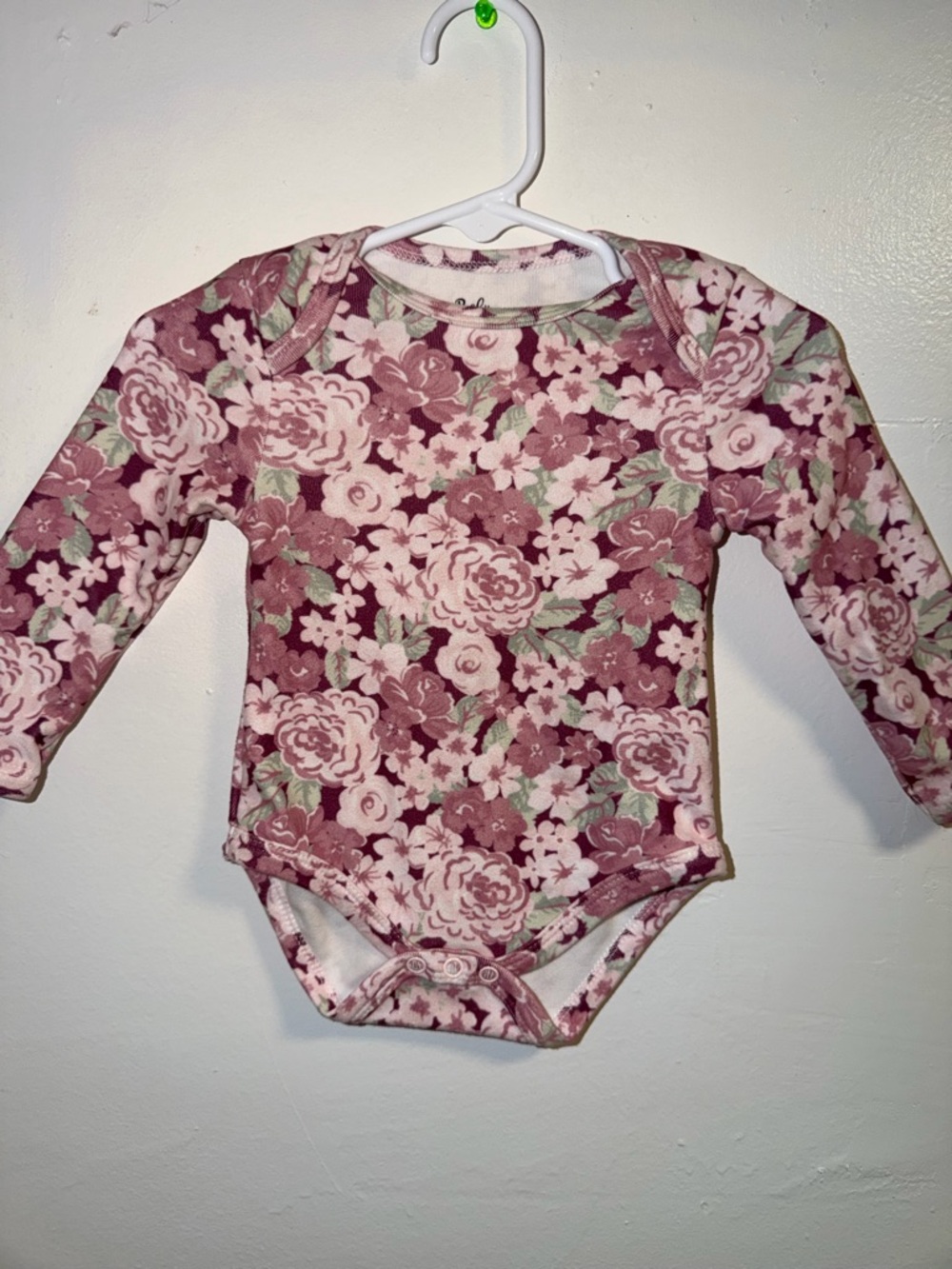 Floral Long-Sleeve Baby One-Piece in Mauve Pink